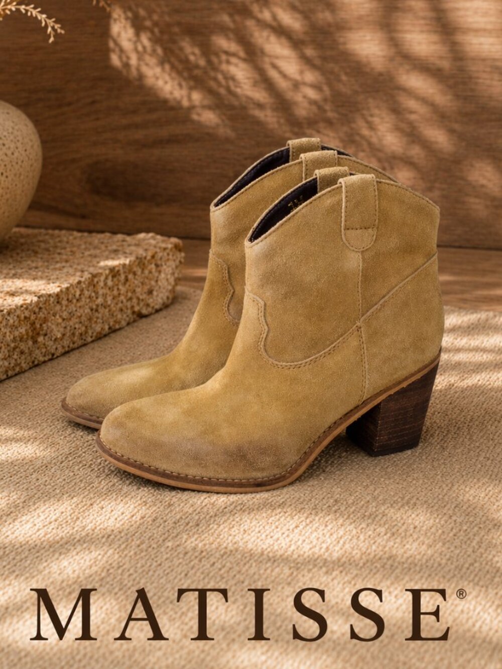 Matisse Western Ankle Booties Womens Size 7 Tan Suede Low Cowgirl Boots